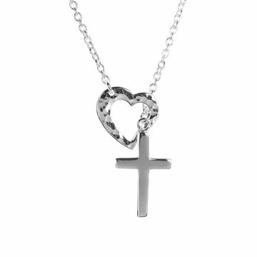 Heart with Cross Lariat 18" Chain - Pura Vida Books