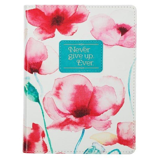 Heartfelt Journal Never Give Up Coral Poppies - Pura Vida Books