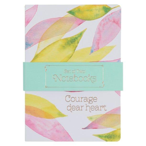 Heartfelt Notebook Set Courage Dear Heart Lime Green/Citrus Leaves Softcover - Pura Vida Books