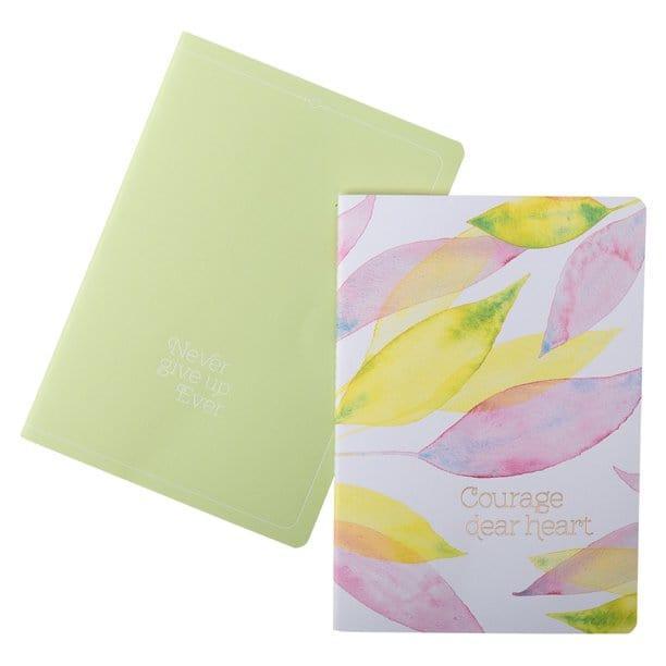 Heartfelt Notebook Set Courage Dear Heart Lime Green/Citrus Leaves Softcover - Pura Vida Books