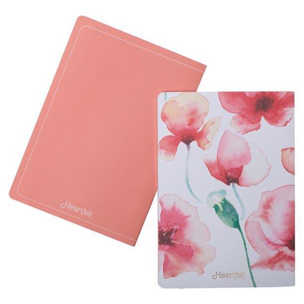 Heartfelt Notebook Set Never Give Up Ever Coral Poppies Softcover - Pura Vida Books