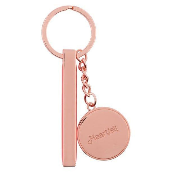 Heartfelt Women's Keychain Courage Dear Heart Floral Coral Poppies Rose Gold Metal - Pura Vida Books