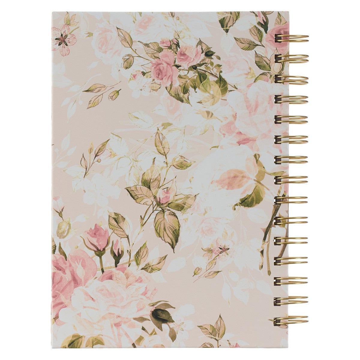 His Grace is Enough Blush Pink Floral Large Wirebound Journal - 2 Corinthians 12:9 - Pura Vida Books