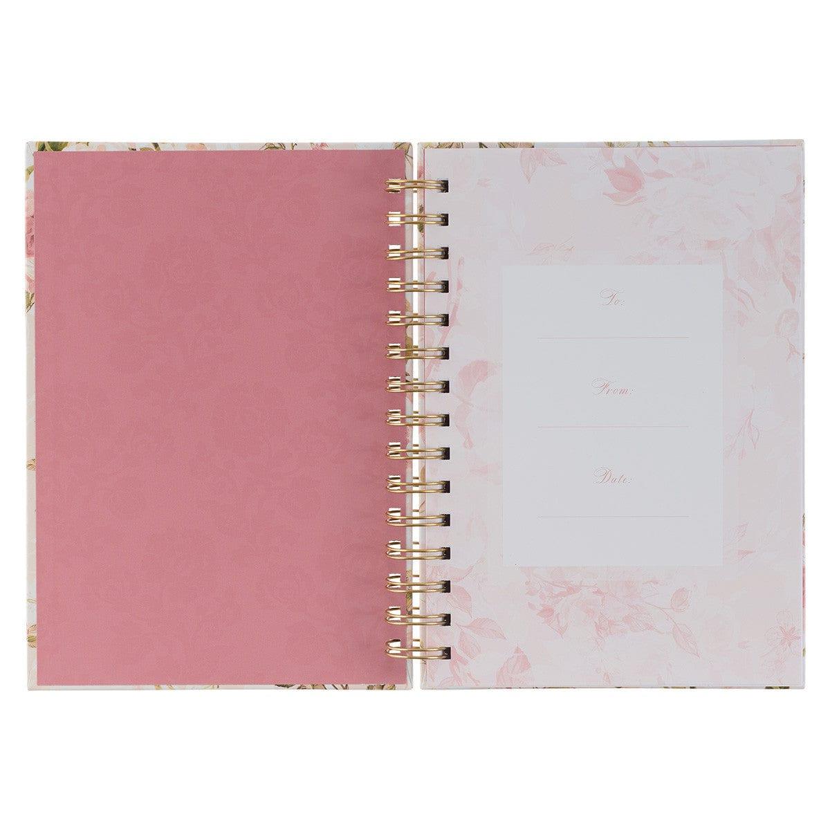 His Grace is Enough Blush Pink Floral Large Wirebound Journal - 2 Corinthians 12:9 - Pura Vida Books