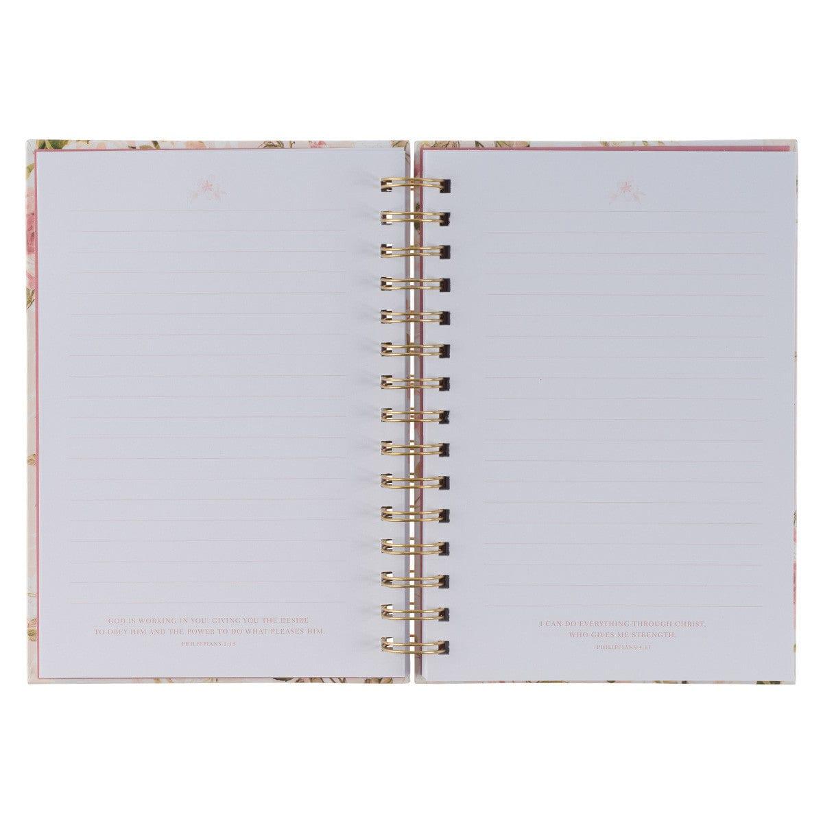 His Grace is Enough Blush Pink Floral Large Wirebound Journal - 2 Corinthians 12:9 - Pura Vida Books