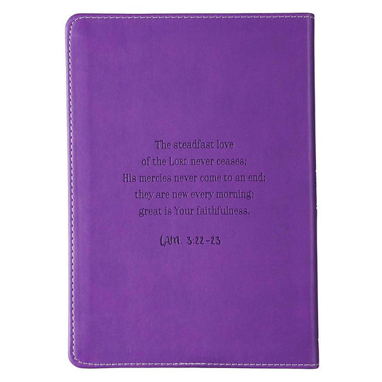 His Mercies Are New Slimline Faux Leather Journal with Purple Spine - Lamentations 3:22-23 - Pura Vida Books