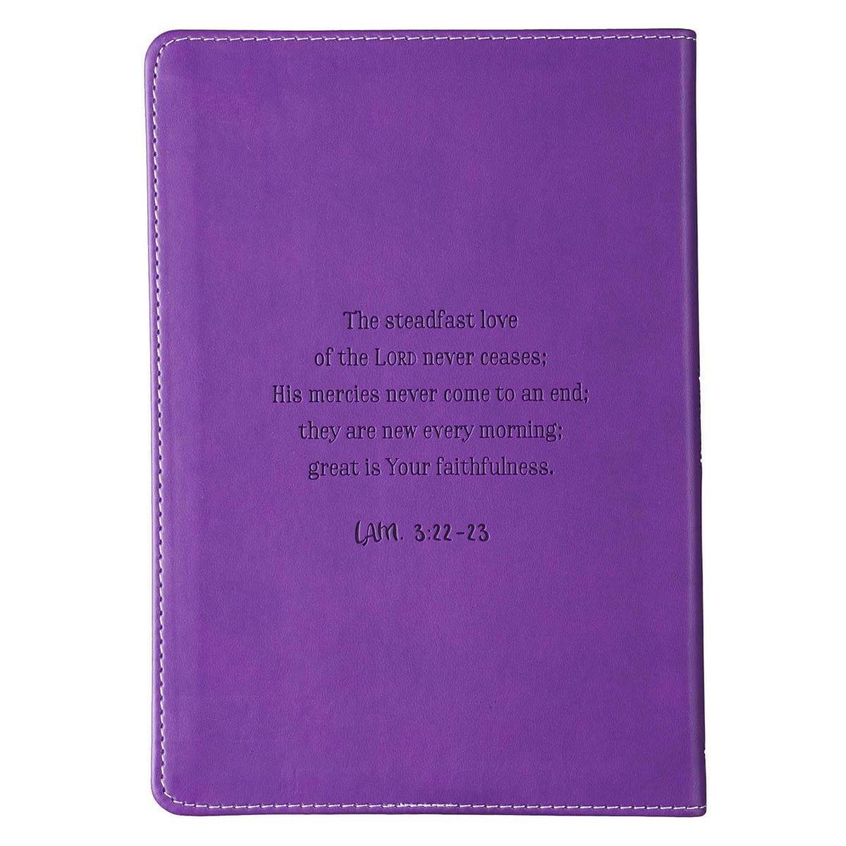 His Mercies Are New Slimline Faux Leather Journal with Purple Spine - Lamentations 3:22-23 - Pura Vida Books