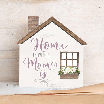 Home Is Where Mom Is House Bloque de Madera - Pura Vida Books