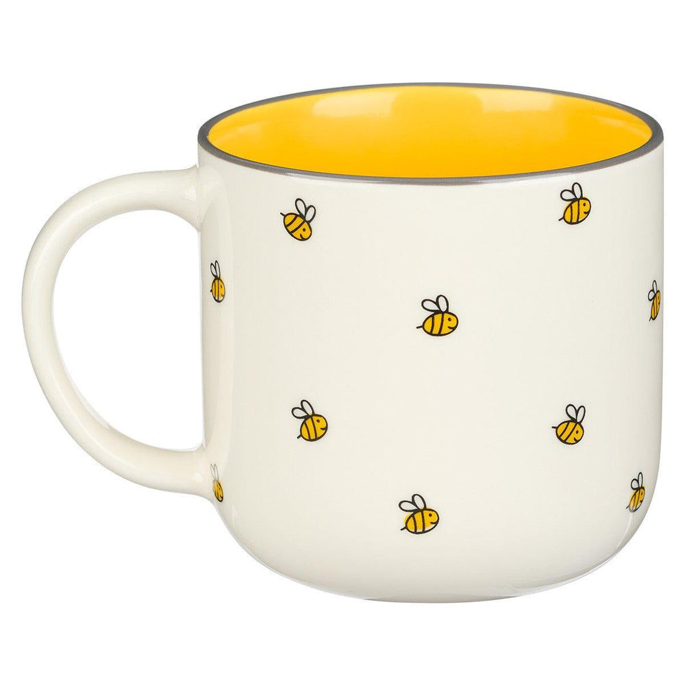 Honey Bee White and Yellow Ceramic Coffee Mug - Proverbs 16:24 - Pura Vida Books