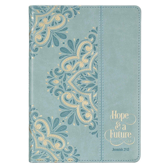 Hope & a Future Powder Blue Classic Faux Leather Journal - Jeremiah 29:11 - Pura Vida Books