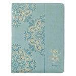 Hope & a Future Powder Blue Faux Leather Portfolio Folder - Jeremiah 29:11 - Pura Vida Books