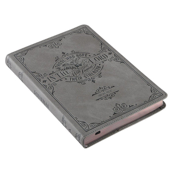 Hope in the LORD Gray Faux Leather Classic Journal - Isaiah 40:31 - Pura Vida Books