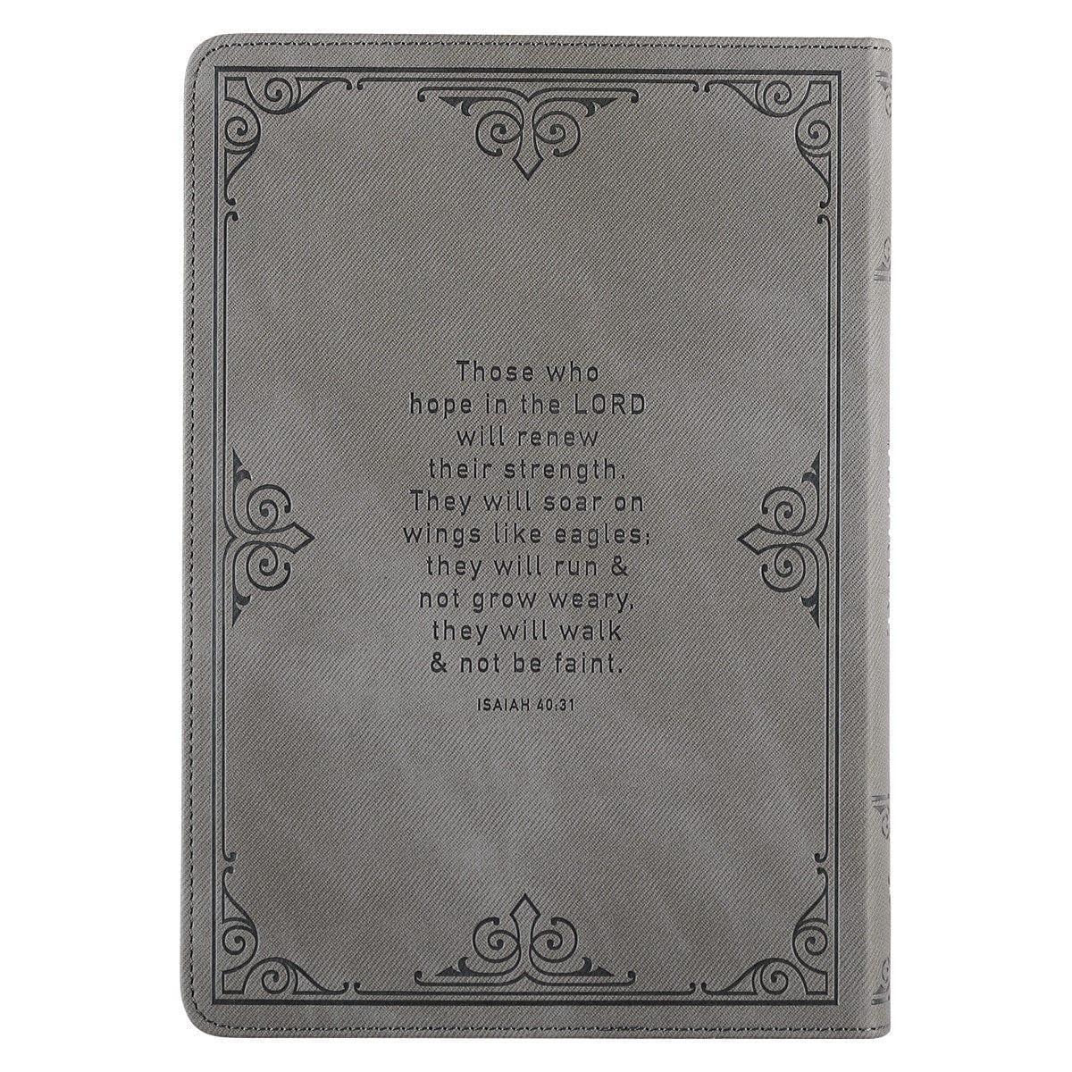 Hope in the LORD Gray Faux Leather Classic Journal - Isaiah 40:31 - Pura Vida Books