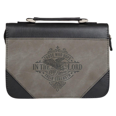 Hope in the LORD Two-tone Black and Gray Faux Leather Classic Bible Cover – Isaiah 40:31 - Pura Vida Books