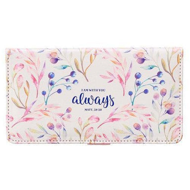 I Am With You Always Faux Leather Checkbook Cover - Matthew 28:20 - Pura Vida Books