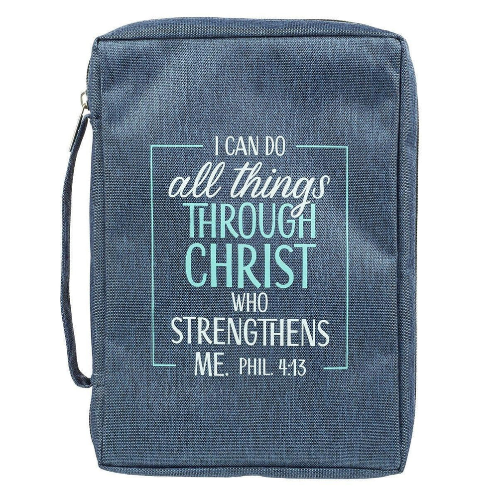 I Can Do All Things Blue Poly-Canvas Bible Cover - Philippians 4:13 - Pura Vida Books