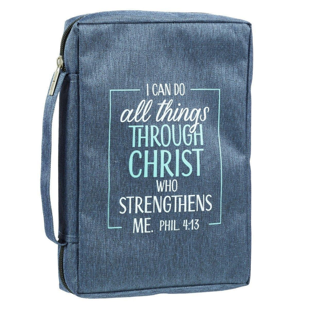 I Can Do All Things Blue Poly-Canvas Bible Cover - Philippians 4:13 - Pura Vida Books