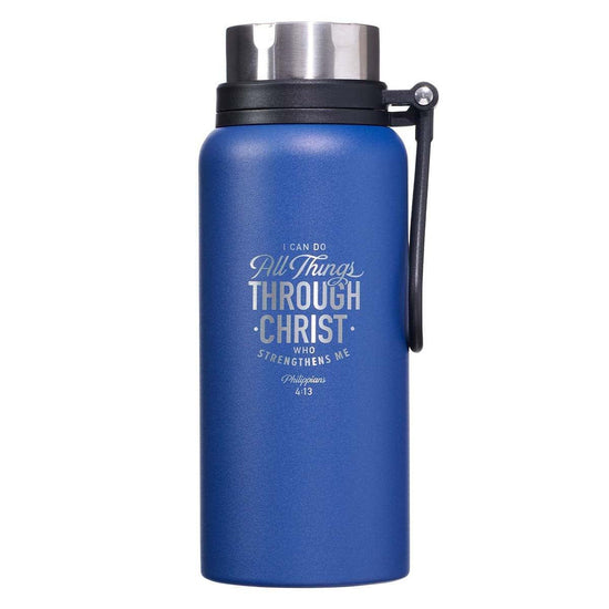 I Can Do All Things Blue Stainless Steel Water Bottle - Philippians 4:13 - Pura Vida Books