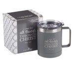 I Can Do All Things Camp Gray Style Stainless Steel Mug - Philippians 3:14 - Pura Vida Books