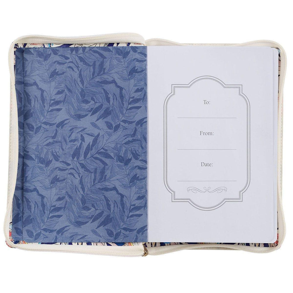 I Can Do All Things Scattered Leaf Faux Leather Classic Journal with Zipped Closure - Philippians 4:13 - Pura Vida Books