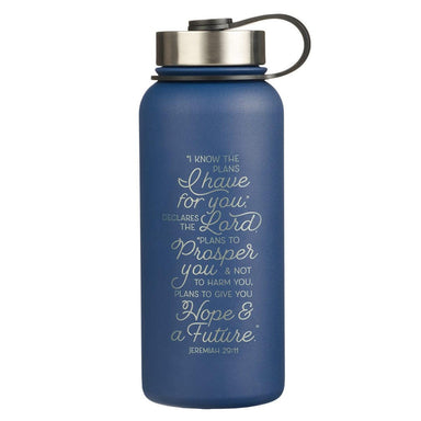 I Know the Plan Blue Stainless Steel Water Bottle - Pura Vida Books