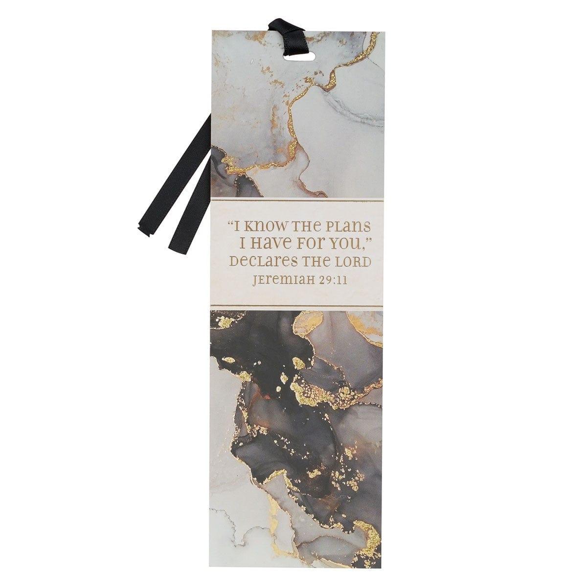 I Know The Plans Black and Gray Marbled Premium Bookmark - Jeremiah 29:11 - Pura Vida Books