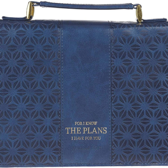 I Know The Plans Blue Faux Leather Fashion Bible Cover - Jeremiah 29:11 - Pura Vida Books