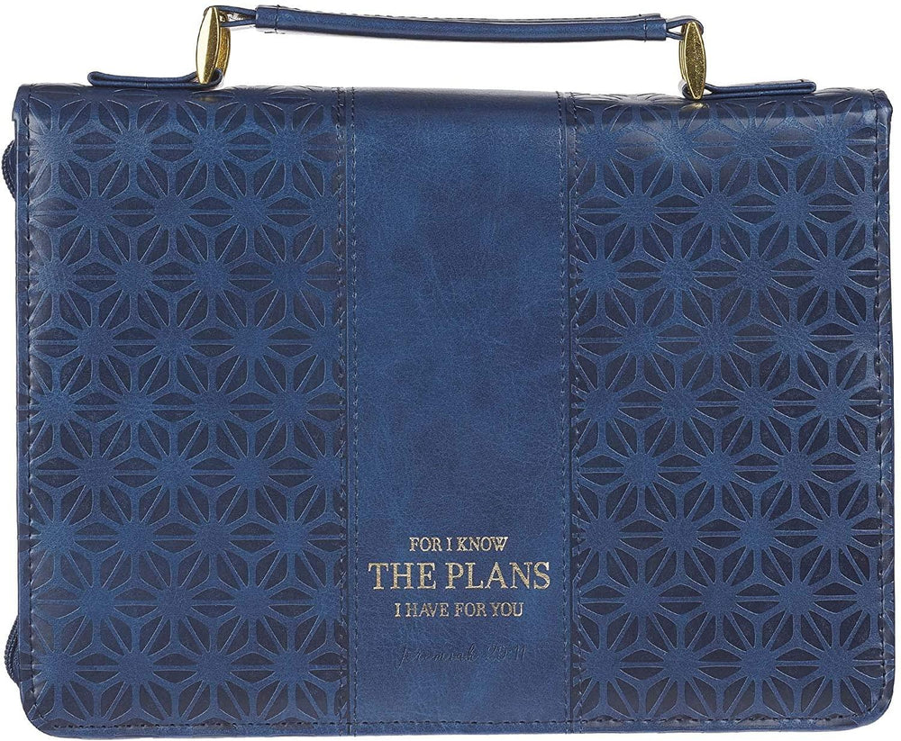 I Know The Plans Blue Faux Leather Fashion Bible Cover - Jeremiah 29:11 - Pura Vida Books
