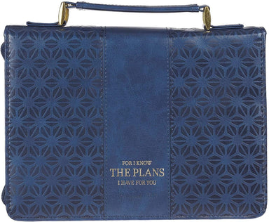 I Know The Plans Blue Faux Leather Fashion Bible Cover - Jeremiah 29:11 - Pura Vida Books