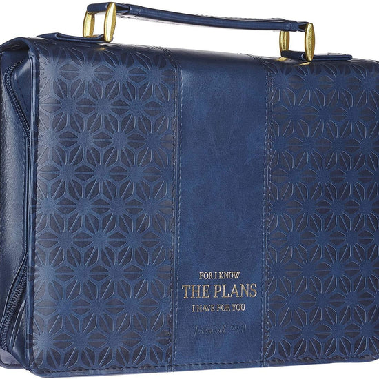 I Know The Plans Blue Faux Leather Fashion Bible Cover - Jeremiah 29:11 - Pura Vida Books