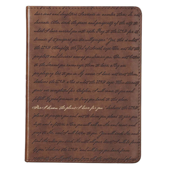 I Know the Plans Brown Handy-size Faux Leather Journal - Jeremiah 29:11 - Pura Vida Books