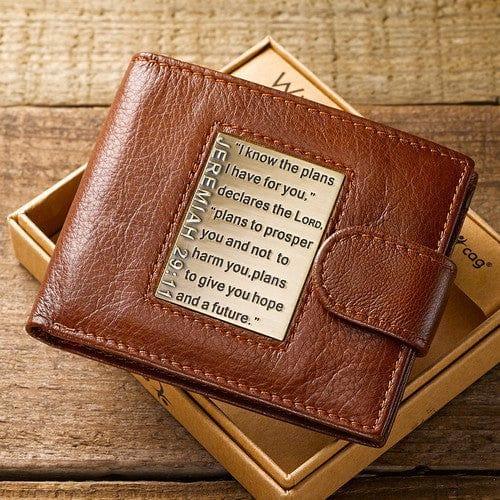 I Know the Plans - Genuine Leather Wallet with Brass Inlay - Jeremiah 29:11 - Pura Vida Books