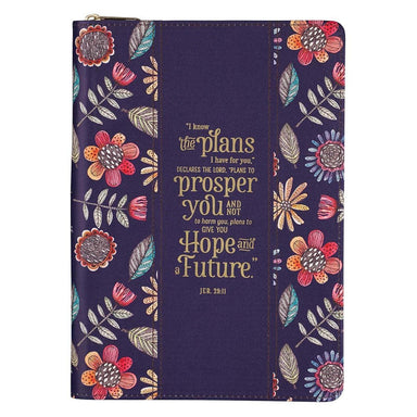 I Know the Plans Purple Faux Leather Classic Journal with Zipped Closure - Jeremiah 29:11 - Pura Vida Books