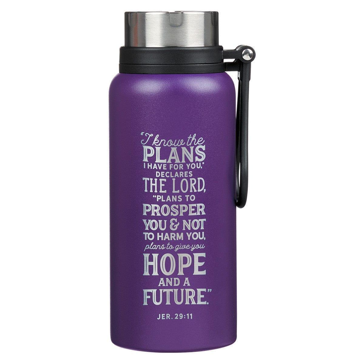 I Know the Plans Purple Stainless Steel Water Bottle - Jeremiah 29:11 - Pura Vida Books