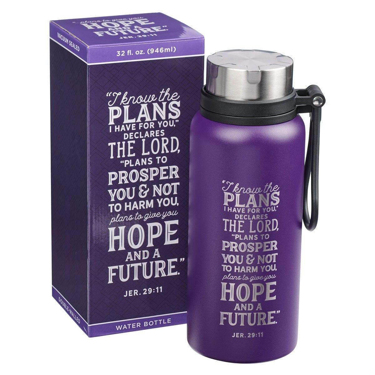 I Know the Plans Purple Stainless Steel Water Bottle - Jeremiah 29:11 - Pura Vida Books