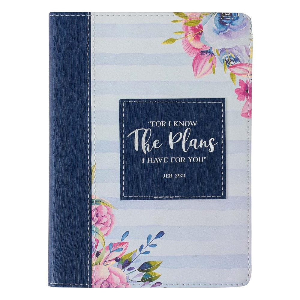 I Know The Plans Striped Faux Leather Handy-Sized Journal - Jeremiah 29:11 - Pura Vida Books