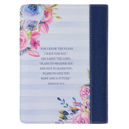 I Know The Plans Striped Faux Leather Handy-Sized Journal - Jeremiah 29:11 - Pura Vida Books