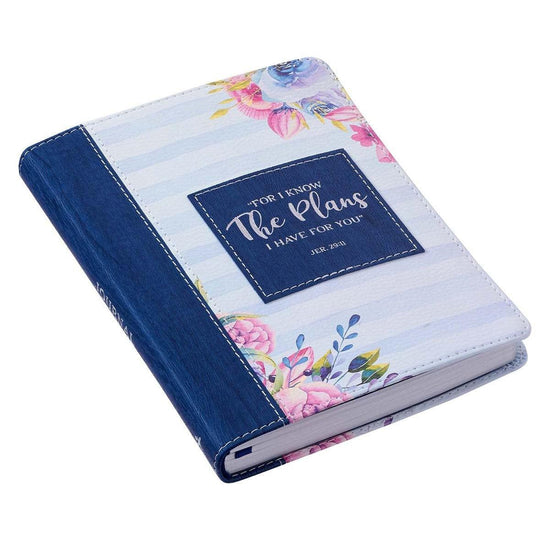 I Know The Plans Striped Faux Leather Handy-Sized Journal - Jeremiah 29:11 - Pura Vida Books