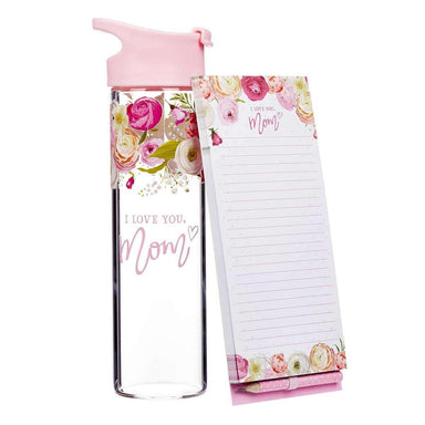 I Love You, Mom Water Bottle and Notepad Gift Set for Women - Pura Vida Books