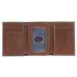 Ichthus Fish Brown Genuine Leather Trifold Wallet - Pura Vida Books