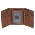 Ichthus Fish Brown Genuine Leather Trifold Wallet - Pura Vida Books