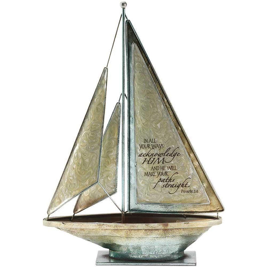 In All Your Ways Metal Sailboat Figurine - Pura Vida Books