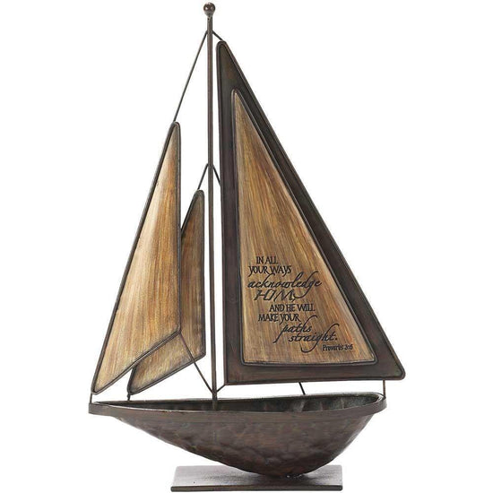 In All Your Ways Metal Sailboat Figurine - Pura Vida Books