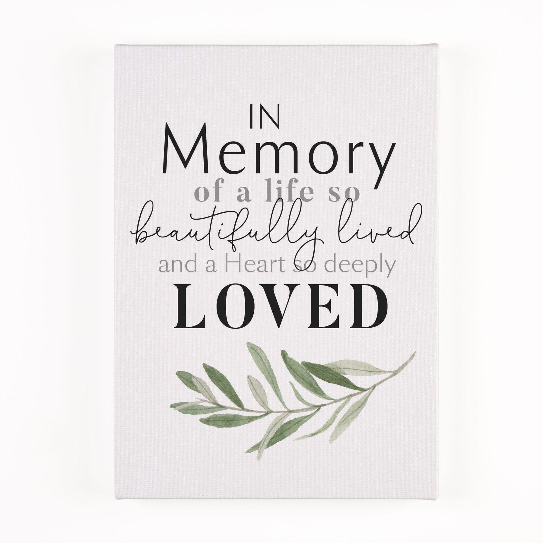 In Memory Of A Life So Beautifully Lived And Heart Canvas Décor - Pura Vida Books