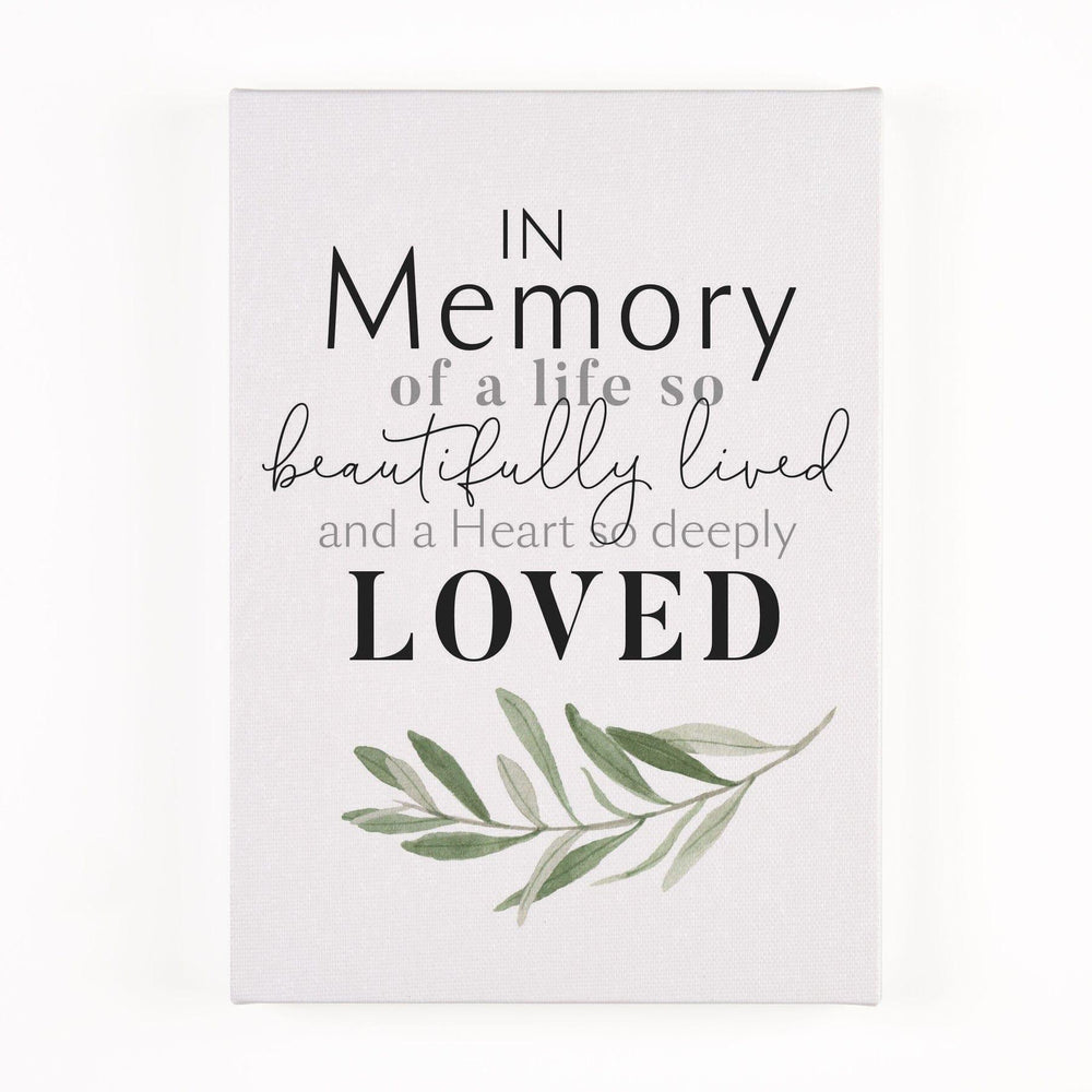 In Memory Of A Life So Beautifully Lived And Heart Canvas Décor - Pura Vida Books