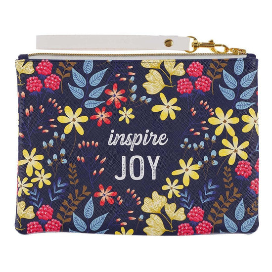 Inspire Joy Faux Leather Zippered Pouch - Pura Vida Books