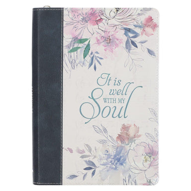 It IS Well Hymn Blue Faux Leather Classic Journal with Zippered Closure - Pura Vida Books