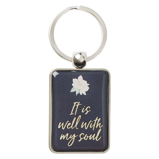 It Is Well Metal Keyring in Navy - Pura Vida Books