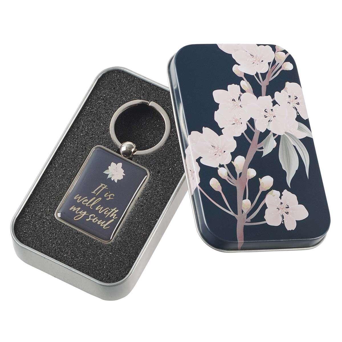 It Is Well Metal Keyring in Navy - Pura Vida Books