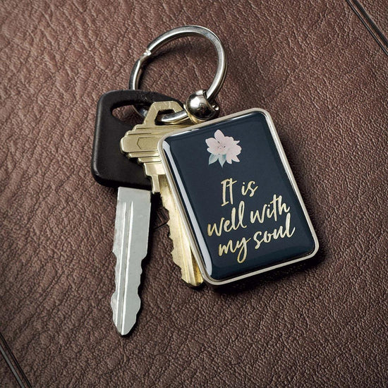 It Is Well Metal Keyring in Navy - Pura Vida Books